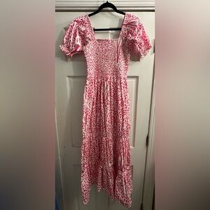 Sheridan French Amelia Dress, Pink Trees, Medium EUC